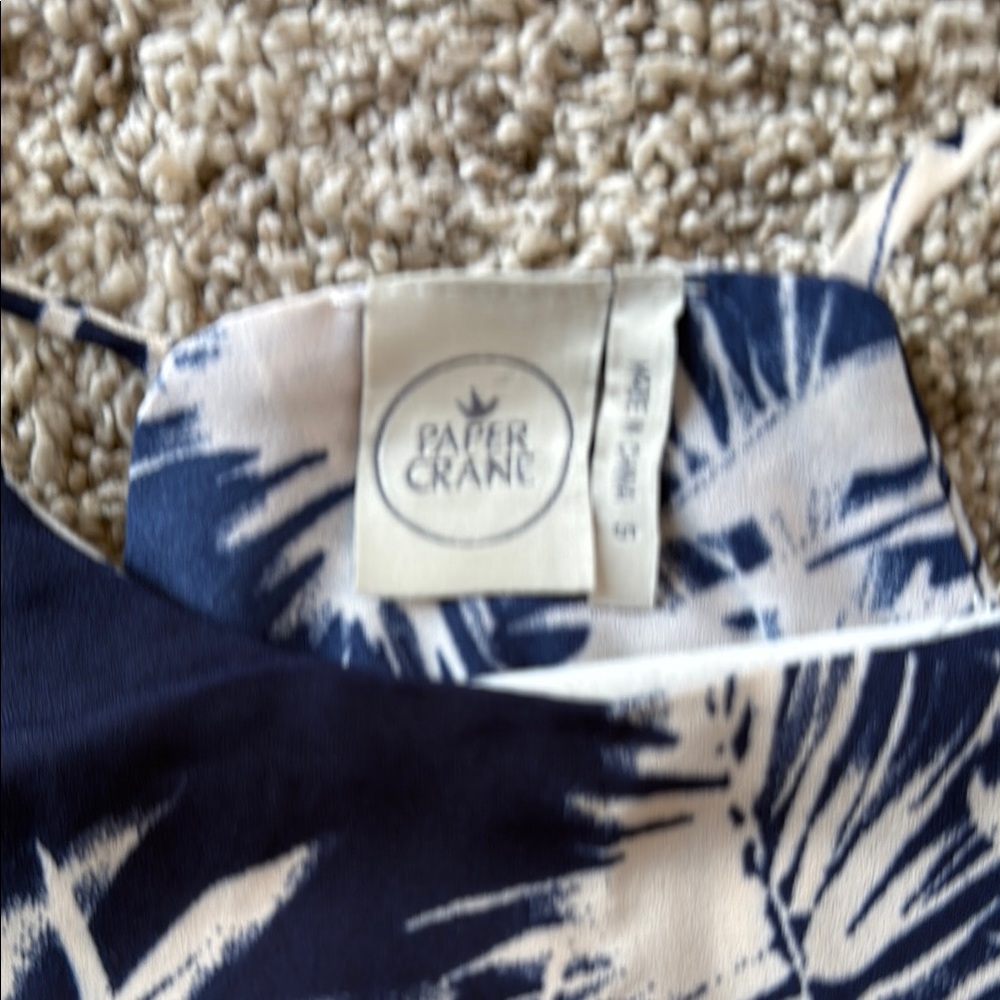 Paper Crane Blue and White Halter Graphic Tank Top (22) - Picture 2 of 2